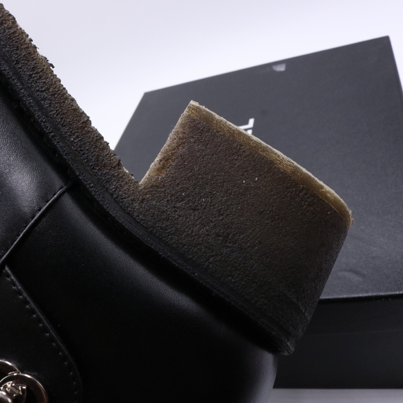 Chanel 40.5 Black Classic Turnlock Silver Logo Rubber Sole Boots Booties C330 - Picture 6 of 16